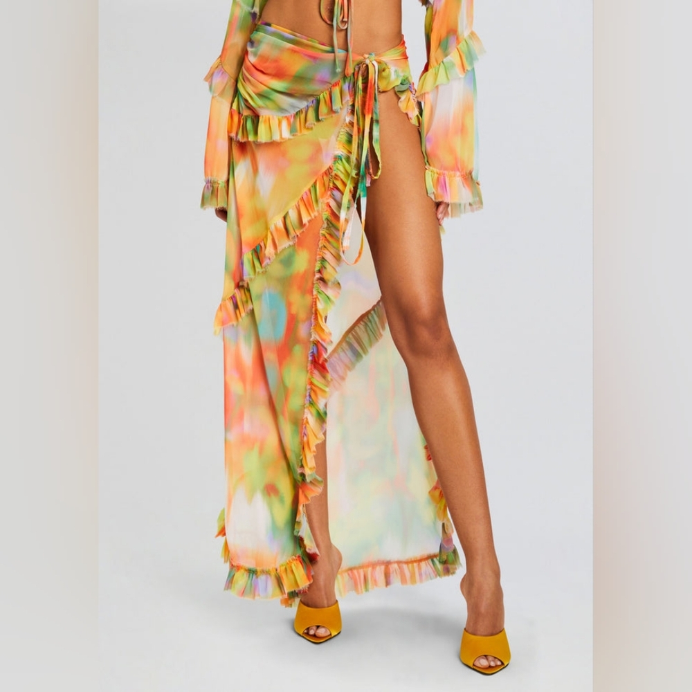 Bananhot X Retrofete Anita Printed Tie-Front Swim Cover-Up Skirt